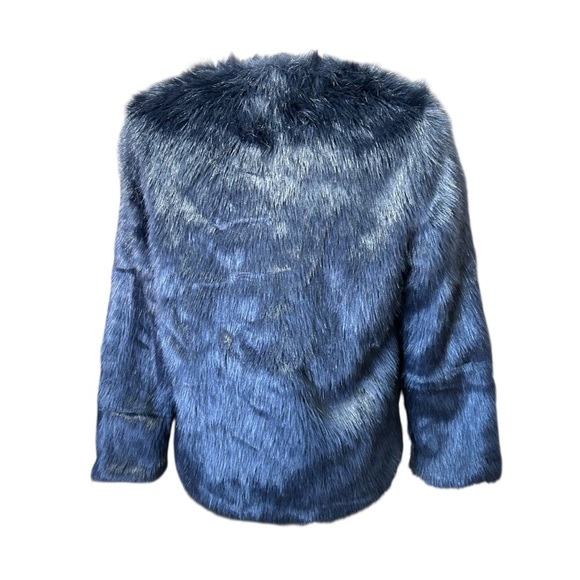 GOLDIE Faux Fur Beautiful Blue Jacket Sz Small - Picture 4 of 13